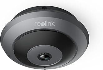 REOLINK6MP PoE IP Fisheye Camera with 360° View, Surveillance for Home/Office Security, Smart Human Detection, Two Way Talk, Ceiling/Wall/Desk Mount, Multiple Panoramic Display Views, FE-P(Black)