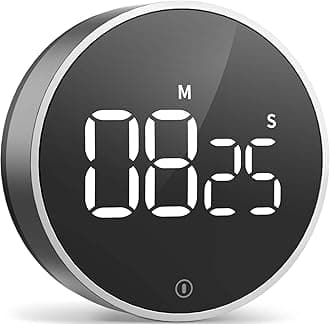 VOCOO Digital Kitchen Timer: Magnetic Countdown Countup Egg Timer with Large LED Display Adjustable Volume and Brightness, Easy to Use for Kids Elderly, Perfect for Classroom Home Work (space grey)