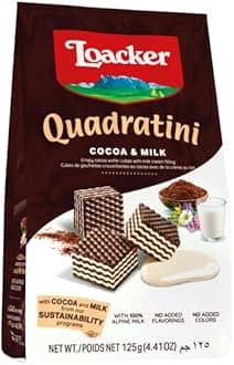 Loacker Quadratini Cocoa & Milk 125Grams - Italy