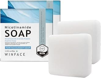 WINFACE Niacinamide Goat Milk Soap Bars (2 Pack) – Brightening & Moisturizing Face + Body Cleansing Bar with Silk Protein, Amino Acids | Gentle for All Skin Types | Oil Control, Deep Clean – 2.82 oz