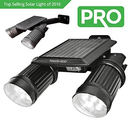 TWINSPOT PRO Solar Motion Sensor Dual Head LED Spotlight with 6" Mounting Bracket (Black)