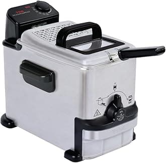 Compact EZ Clean Stainless Steel Deep Fryer with Basket for Home Use, 1.8 Liter Oil and 1.7 Pound Food Capacity, 1200 Watts, Easy Clean Temp Control, Oil Filtration, 1.8 L
