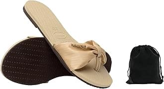 Havaianas Women's You St. Tropez Lush Flip Flops - Elegant, Comfortable, and Durable Satin Strap Sandals for Beach, Casual, and Everyday Wear, Includes Velvet Pouch, 9-10