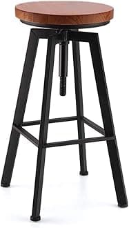 Wooden Bar Stool Adjustable Swivel Perching Stool for Kitchen Breakfast Counter, Cafe, Pub