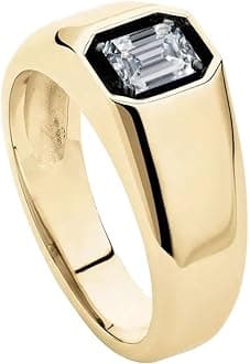 10K 14K 18K Gold Men's 2 Carat Emerald Cut Gemstone Ring Custom Gemstone Birthstone Pinky Ring for Men Jewelry Gift for Him