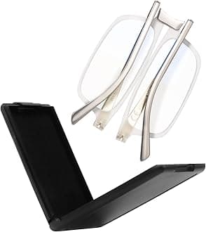 SKYOAK Evolved Folding Reading Glasses For Women Men Blue Light Blocking Anti UV Eyestrain Foldable Portable Compact Readers with Flat Hard Case Pocket Computer glasses 2.25 CLEAR