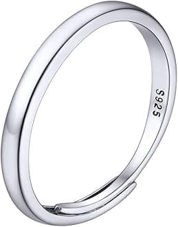PROSILVER 925 Sterling Silver Adjustable Open Ring for Women, Solid Sterling Silver Stackable Ring, knuckle Finger Ring, Pinky Ring, Come with Box