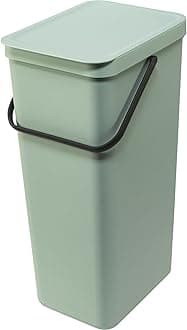 Brabantia Sort & Go Kitchen Recycling Bin | L / 10.6 Gal / 40L | Jade Green | Removable Stay-Open Lid, Carry Handle | Trash Can for Bottles, Cans, Paper, Glass | Wall Bracket Sold Separately