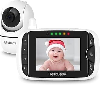 Video Baby Monitor with Remote Camera Pan-Tilt-Zoom, 3.2'' Color LCD Screen, Infrared Night Vision, Temperature Display, Lullaby, Two Way Audio