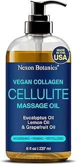 Anti-Cellulite Massage Oil for Massage Therapy 8 fl oz - Refreshing and Relaxing - Natural Oils with Vegan Collagen and Stem Cells - for Men and Women - Nexon Botanics