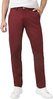 Urbano FashionMen's Slim Fit Mid Rise Cotton Casual Chinos Trousers Stretch