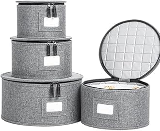 storageLAB China Storage Set, for Dinnerware Storage and Transport, Felt Plate Dividers Included (Grey)