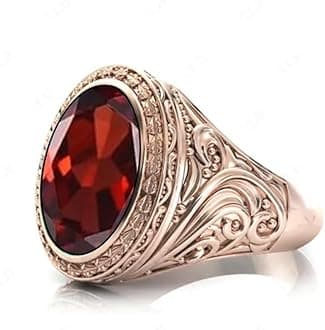 Gemstone Wedding Signet Ring For Men 18K Gold Gemstone 10Ct - 17x12mm With Genuine Moissanite Ring Unique Men Engagement Ring