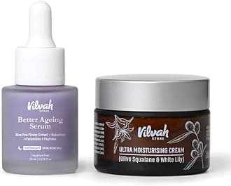 Vilvah Better Ageing Combo | Bakuchiol Serum & Ultra Moisturising Cream | Visibly Firmer Skin & Wrinkle Reduction | Deep Hydration & Skin Barrier Repair | Beginner-Friendly & Pregnancy-Safe | For All Skin Types | Men & Women