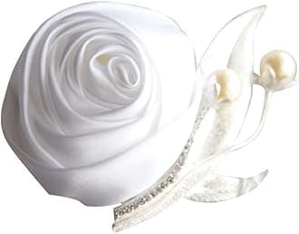 Boutonniere Bridegroom Groom Men's Boutonniere Boutineer with Pin for Wedding, Prom, Homecoming White Pack of 2