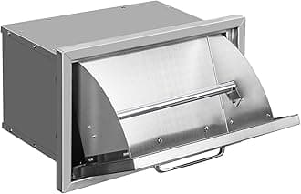 Outdoor Kitchen Drawers with Paper Towel Holder 16" W x 10" H x 10" D Stainless Steel Paper Towel Drawer with Chrome Handle,Stainless Steel Built-in Drawers for Outdoor Kitchen Island