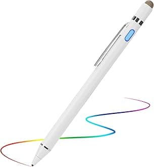 2-in-1 Active Stylus Digital Pen with 1.5mm Ultra Fine Tip for iPad iPhone Samsung Tablets, Work on Touchscreen Phones and Tablets,Good at Drawing and Writing, White