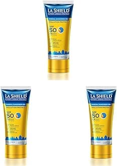 La Shield Pollution Protect SPF 50 Mineral Sunscreen Gel | PA+++ | Lightweight & Oil free | Moisture boost formula | Water resistant| All Skin types |Dermatologist Tested | 50g (Pack of 3)
