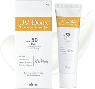 UV Doux Silicone Sunscreen Gel SPF 50 PA+++|India’s No.1 Dermatologist Recommended Brand|Invitro,In-Vivo Tested|UVA/UVB Protection, Benzene Free|No White Cast |Oily & Acne-Prone Skin |75 g