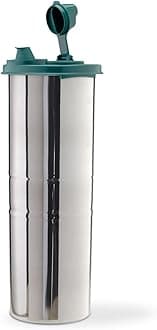 SignoraWare 1.1 Litres Easy Flow Stainless Steel Oil Dispenser Bottle with Lid and Cap | Air-Tight Spill-Proof | Food Grade Pourer Drizzler (Forest Green, Set of 1 | 1100ml)