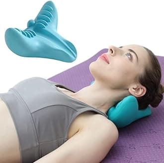 Cervical Spine Massage Pillow, Neck and Shoulder Relaxer Neck Massage Pillow, Cervical Spine Alignment Chiropractic Pillow Cervical Neck Traction Device Neck Stretcher for TMJ Pain Relief (Blue)