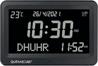QuranCubeQuran Cube® Azan Alarm Table Clock, Islamic Automatic Prayer Clock, Digital Muslim Athan Prayer Clock, Ramadan Gift Prayer Alarm Clock for All Prayers (Black)