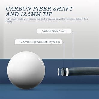 KONLLEN Billiard Cue Carbon 58" Carbon Fiber Pool Cue Low Deflection Pool Cue 12.5mm Head (Easy Control, Professional Taper)