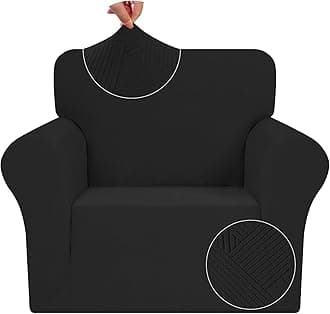 Chair Cover for Living Room, 1 Piece Armchair Sofa Slipcovers Stretch Pet Friendly Couch Furniture Protector Covers with Elastic Bottom (Chair, Black)