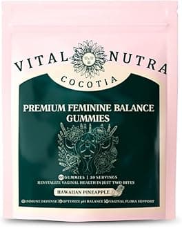 Vital Source Natural Premium Feminine Balance Gummies for Women — Hawaiian Pineapple Flavor — pH Balance & Vaginal Probiotics — Immune & Wellness Support — Vegan, Gluten-Free — 60 Gummies