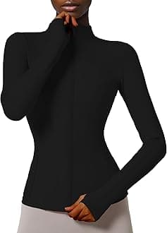 Locachy Women's Slim Fit Full Zip Athletic Running Sports Workout Jacket with Thumb Holes