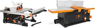 TT0811 11-Amp 8.25-Inch Compact Benchtop Jobsite Table Saw, Black & JT3062 10-Amp 6-Inch 2-Blade Benchtop Jointer, Black