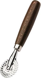 Tredoni 1.6" Pastry Wheel - Dough Stamp Cutter/Crimper, Pasta/Ravioli/Pie Maker, 4cm Stainless Steel Wheel Wooden Handle