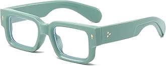 EYLRIM Square Thick Frame Glasses for Women Men Chunky Rectangle Blue Light Glasses Non Prescription Eyeglasses