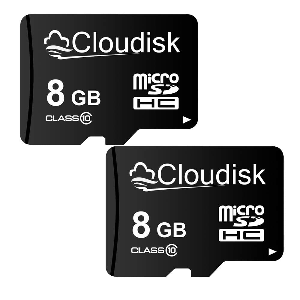 Pack of 2 Micro SD Card 8GB Flash Memory Card Micro SDHC with SD Adapter, C10, A1, U1 (8 GB)