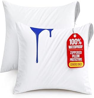 Utopia Bedding Waterproof Throw Pillow Protectors with Zipper European (2 Pack, White), Bed Bug Proof Outdoor Bed Couch Decorative Pillow Encasement Covers