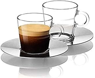 Set Glass Collection Espresso Cups & Saucers,A & P Cahen Design,New
