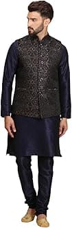 Ethluxis Men's Kurta Churidar Pyjama with Nehru Bandhgala Jacket