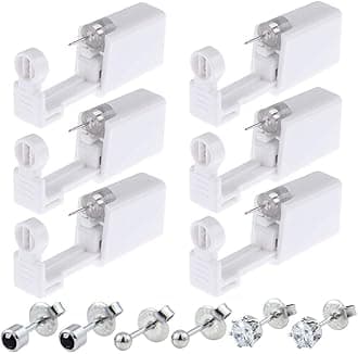 Ear Piercing Gun Kit 18Pcs Disposable Ear Piercing Kit Including Self Ear Piercing Gun with Built-in Earrings Stud Clean Tools for Ear Cartilage Tragus Helix Piercing Kit