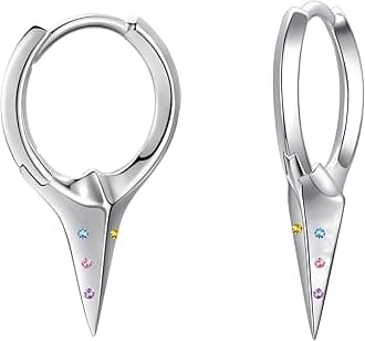 Spike Earrings 925 Sterling Silver Sword Cross Huggie Hoop Earrings Small Dagger Spike Dangle Drop Hoop Earrings Punk Jewelry Earrings for Women Men