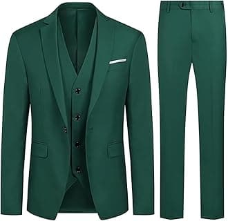 Allthemen Mens Suits 3 Piece Slim Fit Wedding Formal Tuxedo 1 Button Blazers Jacket Waistcoat Trousers