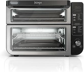 Ninja DCT401 12-in-1 Double Oven with FlexDoor, FlavorSeal & Smart Finish, Rapid Top Convection and Air Fry Bottom, Bake, Roast, Toast, Air Fry, Pizza and More, Stainless Steel