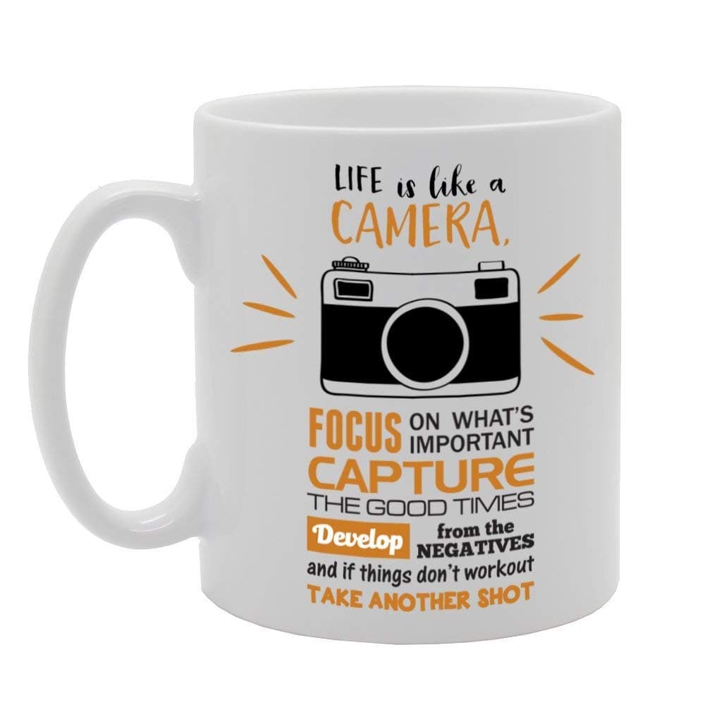 MG2198 Life is Like A Camera, Focus, Capture, Develop Novelty Gift Printed Tea Coffee Ceramic Mug