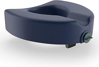 Medline Elevated Locking Toilet Seat, No Arms, 5-Inch Height, Enhanced with Microban Antimicrobial Protection, 350 lb Weight Capacity, Blue - Secure & Comfortable, Easy Installation