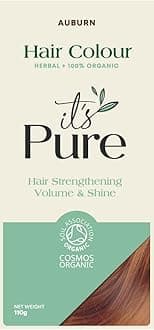 It's Pure Organic Henna Hair Dye in Auburn | 100% Natural, Vegan, & Gluten Free | PPD Free Hair Dye, Ammonia Free, Resorcinol Free, & Peroxide Free | Volumising, Strengthening, & Revitalising |