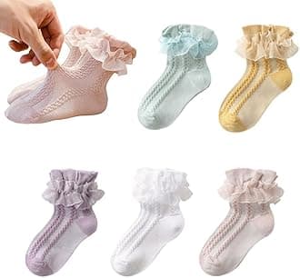 Baby Toddler Girls Ruffle Socks Newborn Infant Girl's Knee High Solid Cotton Long Socks