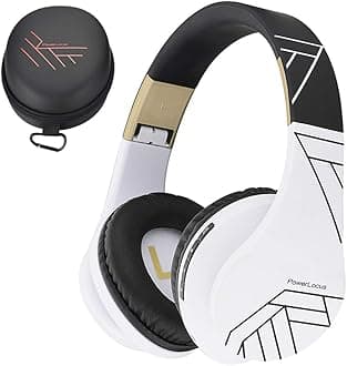 PowerLocus Bluetooth Over-Ear Headphones, Wireless Stereo Foldable Headphones Wireless and Wired Headsets with Built-in Mic, Micro SD/TF, FM for iPhone/Samsung/iPad/PC (Black/White)