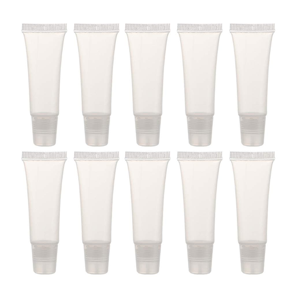 10Pcs 8ml Empty Clear Lip Gloss Balm Soft Tubes Squeeze Soft Tubes Bottles Cosmetic Makeup Containers for DIY