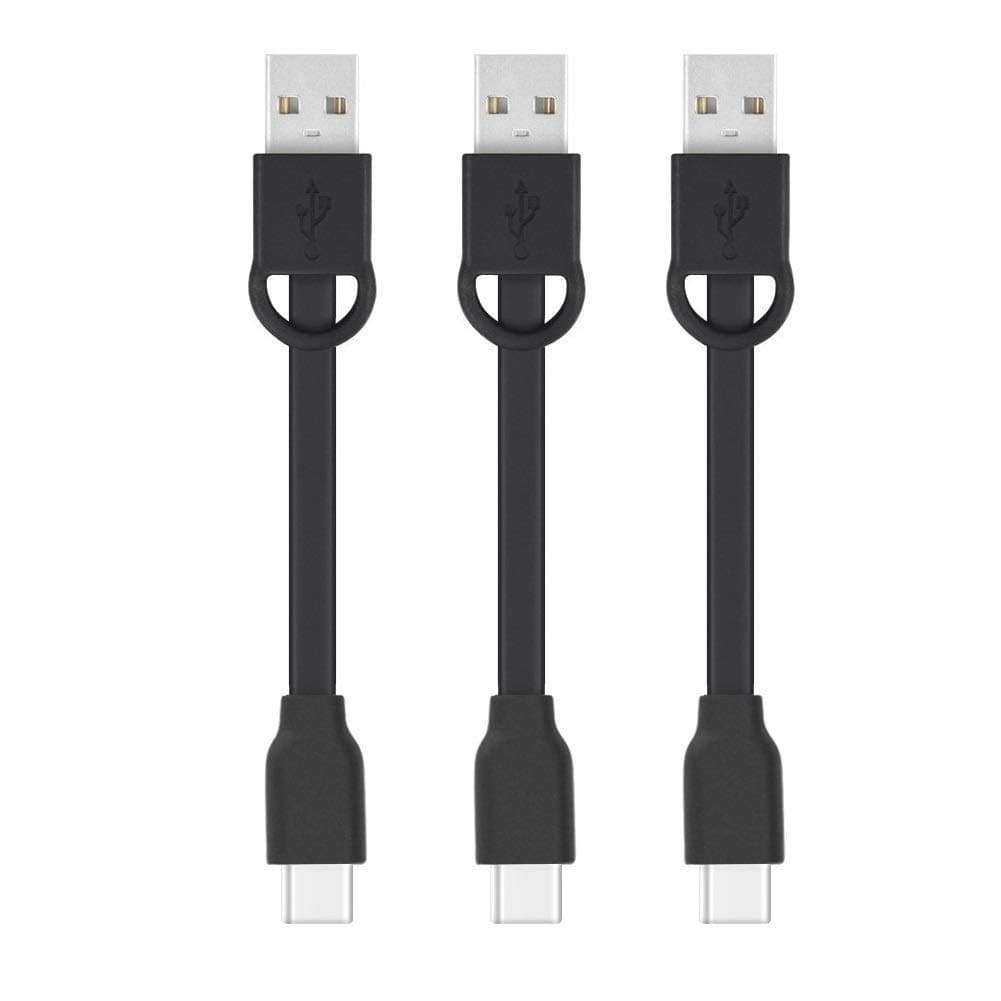 KEHANGDA Short Type-C Charger Cable USB C to USB A Cord Powerline Keychain 3 Inches Charging Cord Compatible with Samsung Galaxy S20/S10,Google Pixel, OnePlus,Huawei P20/P30(3 Packs) (Type-C Black)