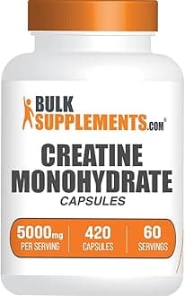 BulkSupplements.com Creatine Monohydrate Capsules - Micronized Creatine Pills - Gluten Free, 7 Capsules per Serving (5000mg), 420 Count (Pack of 1)