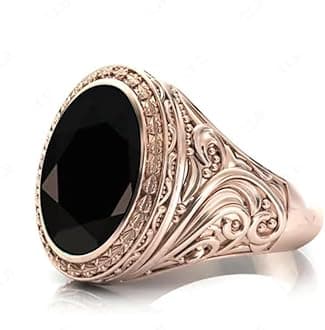 Gemstone Wedding Signet Ring For Men 18K Gold Gemstone 10Ct - 17x12mm With Genuine Moissanite Ring Unique Men Engagement Ring